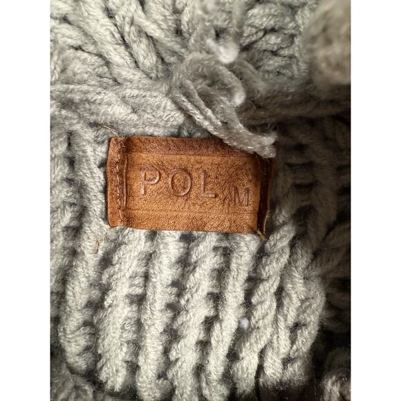 POL Cable knit Oversized Chunky Sweater Women's M Gray Turtleneck Cropped - Picture 2 of 8